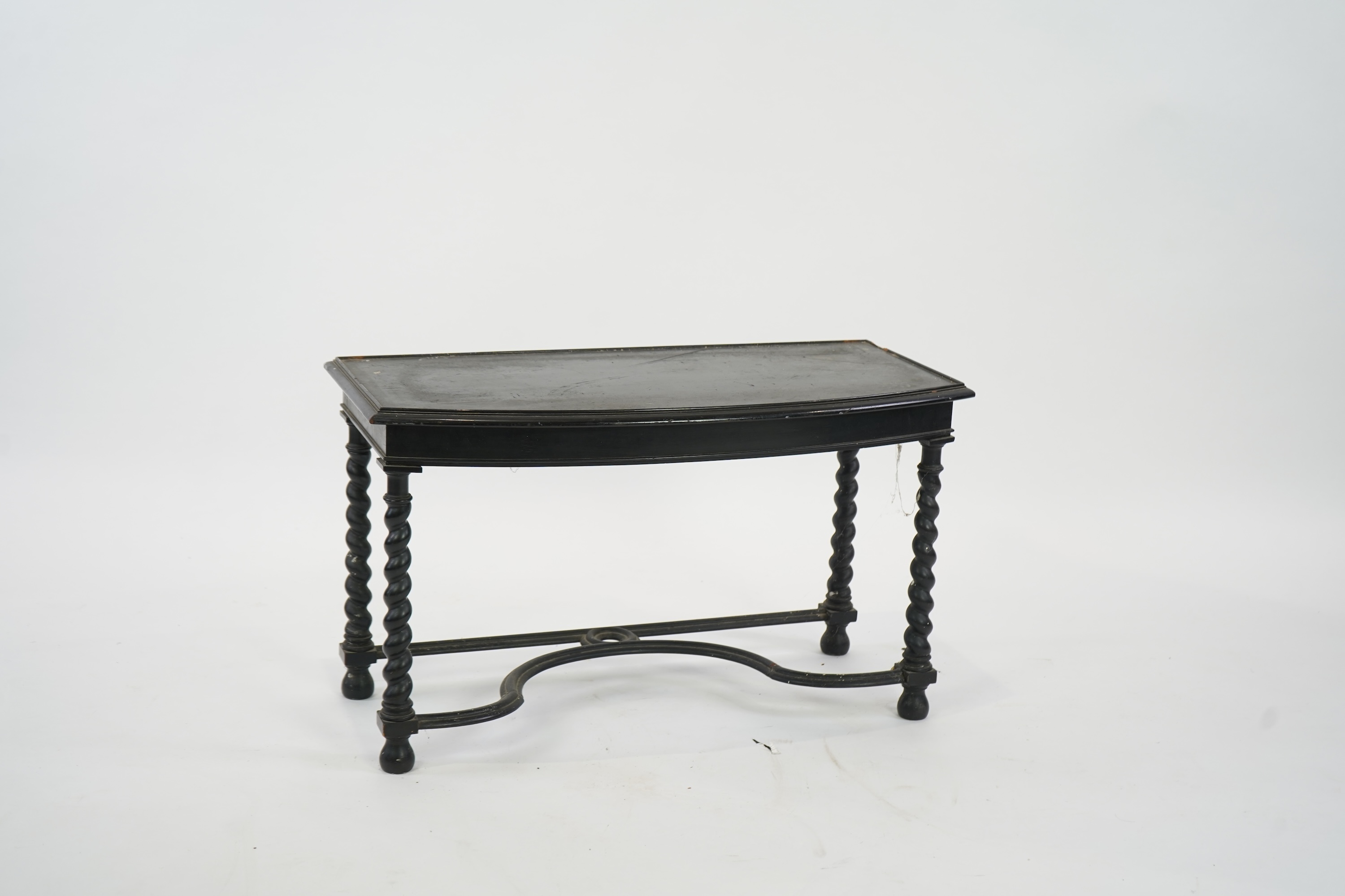 An early 20th century ivory mounted coromandel three drawer bowfront chest, stamped Callow of Mount Street, London